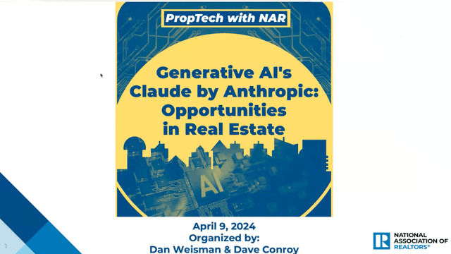 PropTech with NAR: Generative AI’s Claude by Anthropic: Opportunities in Real Estate